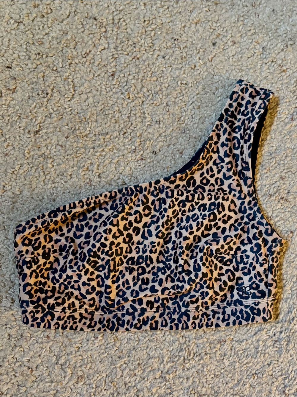 Albion Fit Leopard One Shoulder Swim Top Bikini Small